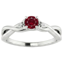 3 Stone Natural Earth Mined Diamond Ruby Ring 0.54 Carats Twist Claw Prong Set Jewellery