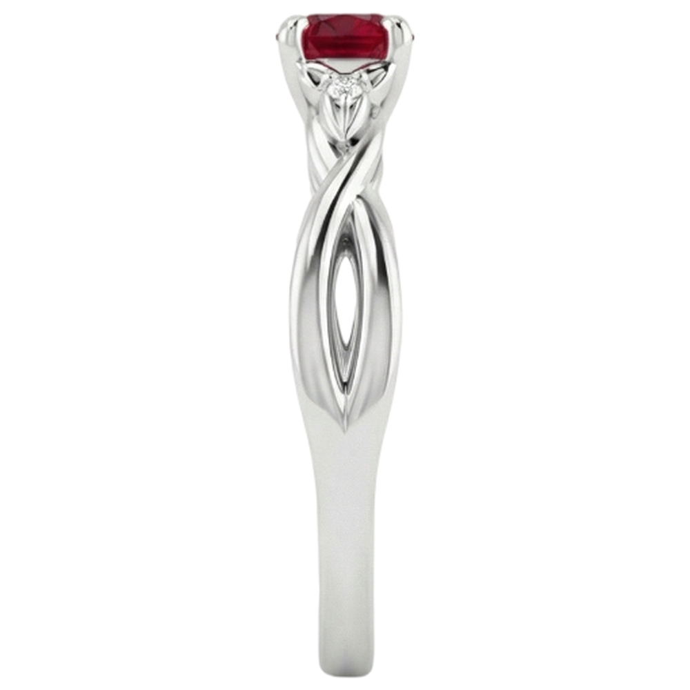 3 Stone Natural Earth Mined Diamond Ruby Ring 0.54 Carats Twist Claw Prong Set Jewellery
