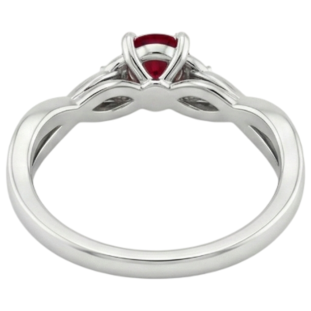 3 Stone Natural Earth Mined Diamond Ruby Ring 0.54 Carats Twist Claw Prong Set Jewellery