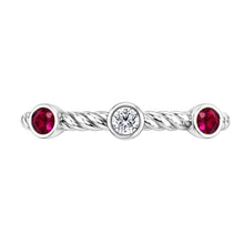 3 Stone Natural Earth Mined Diamond Ruby Ring 0.90 Carats Rope Twisted Jewellery New