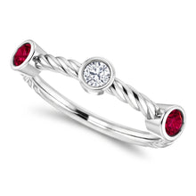 3 Stone Natural Earth Mined Diamond Ruby Ring 0.90 Carats Rope Twisted Jewellery New