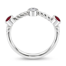 3 Stone Natural Earth Mined Diamond Ruby Ring 0.90 Carats Rope Twisted Jewellery New