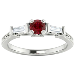 3 Stone Natural Earth Mined Diamond Ruby Ring Vintage Style 2 Carats Milgrain Jewellery