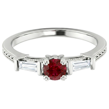 3 Stone Natural Earth Mined Diamond Ruby Ring Vintage Style 2 Carats Milgrain Jewellery