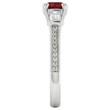 3 Stone Natural Earth Mined Diamond Ruby Ring Vintage Style 2 Carats Milgrain Jewellery