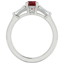 3 Stone Natural Earth Mined Diamond Ruby Ring Vintage Style 2 Carats Milgrain Jewellery