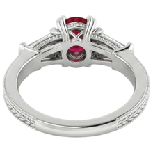 3 Stone Natural Earth Mined Diamond Ruby Ring Vintage Style 2 Carats Milgrain Jewellery