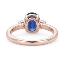 3 Stone Oval Cut Sapphire Ring With Small Round Natural Earth Mined Diamonds 2.25 Carats