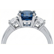 natural round sapphire 4ct ring on white background