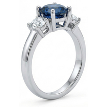 natural round sapphire 4ct ring profile view