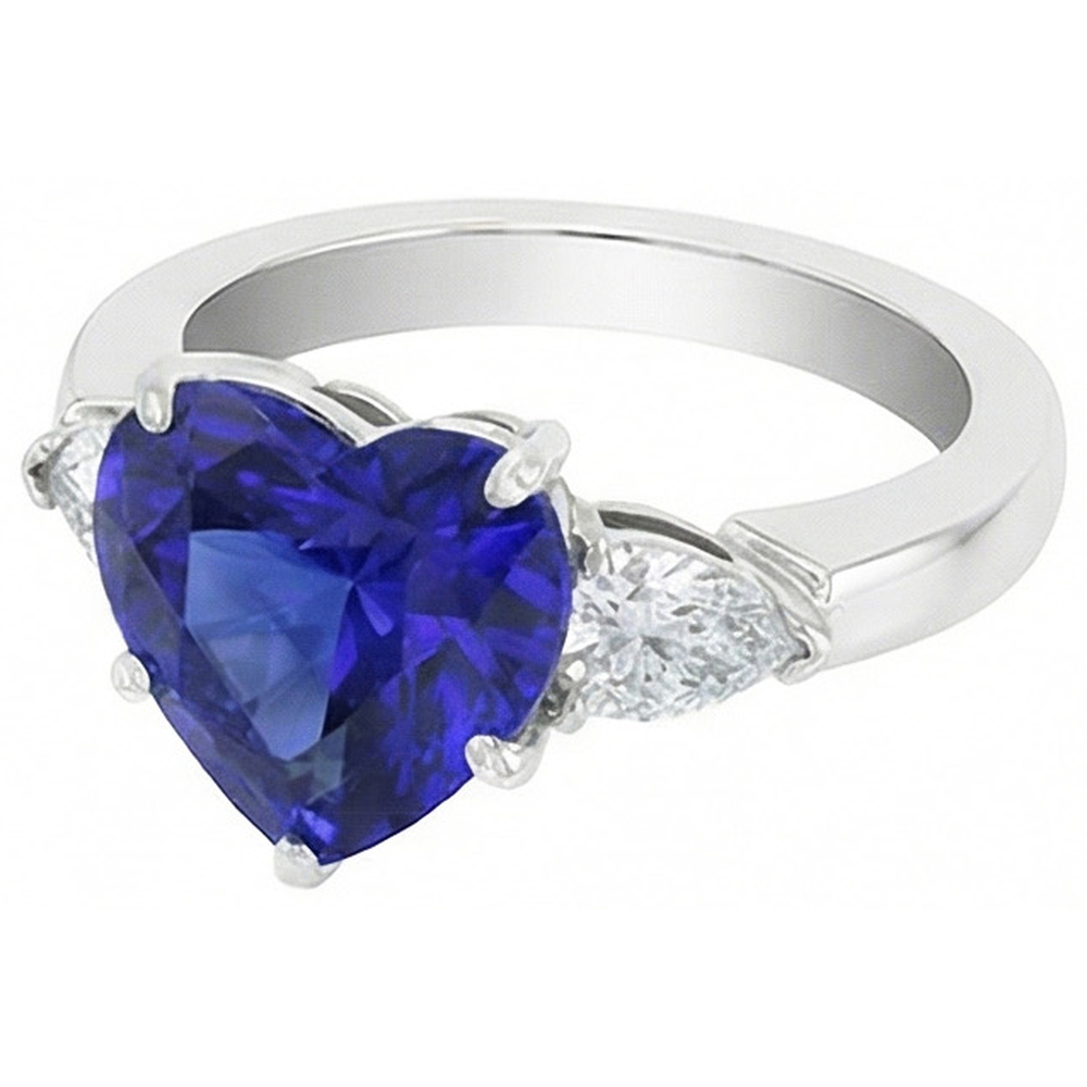 natural pear sapphire 4ct ring profile view