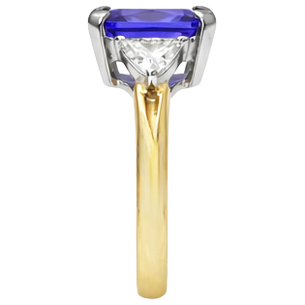 3-Stone Princess Cut Tanzanite Natural Earth Mined DIAMOND ( NOT LAB GROWN ) 3.50 Carats Two Tone Ring