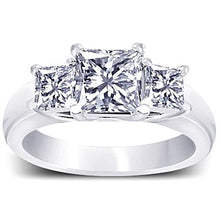 3 Stone Real Diamond Engagement Ring Princess Diamond 1.81 Carat White Gold