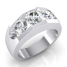 3 Stone Real Diamond Men's Ring Gold 2.50 Carats