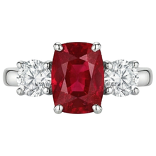 3 Stone Red Ruby And Natural Earth Mined DIAMOND ( NOT LAB GROWN )s 4.50 Carats Ring 14K Gold