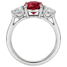 3 Stone Red Ruby And Natural Earth Mined DIAMOND ( NOT LAB GROWN )s 4.50 Carats Ring 14K Gold