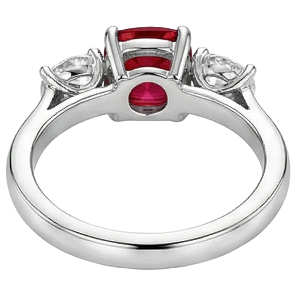 3 Stone Red Ruby And Natural Earth Mined DIAMOND ( NOT LAB GROWN )s 4.50 Carats Ring 14K Gold