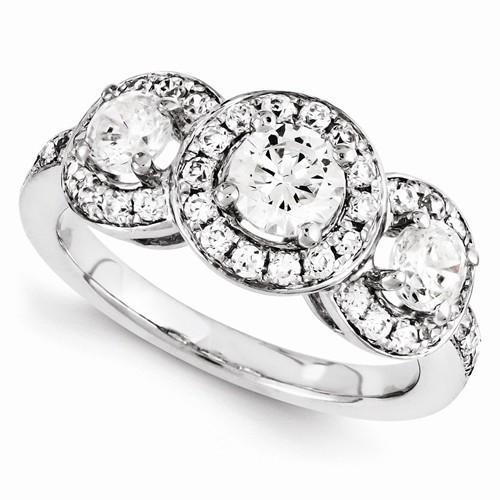 3 Stone Right Hand Genuine Diamond Ring For Women