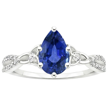 natural round sapphire 3.75ct ring on white background