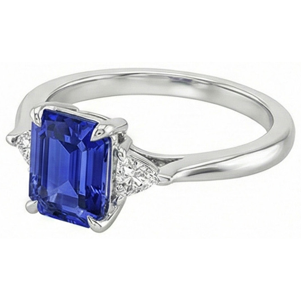 natural emerald sapphire 3.50ct ring close up detail