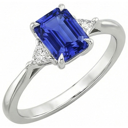Natural Sapphire Ring 3.50ct - White Gold 14K