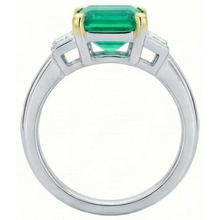 Colored Stone Ring 14K Two Tone Gold with Colombian Emerald – top view
