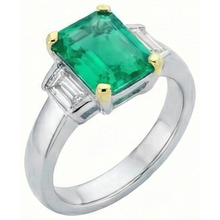 Colored Stone Ring 14K Two Tone Gold with Colombian Emerald – front view