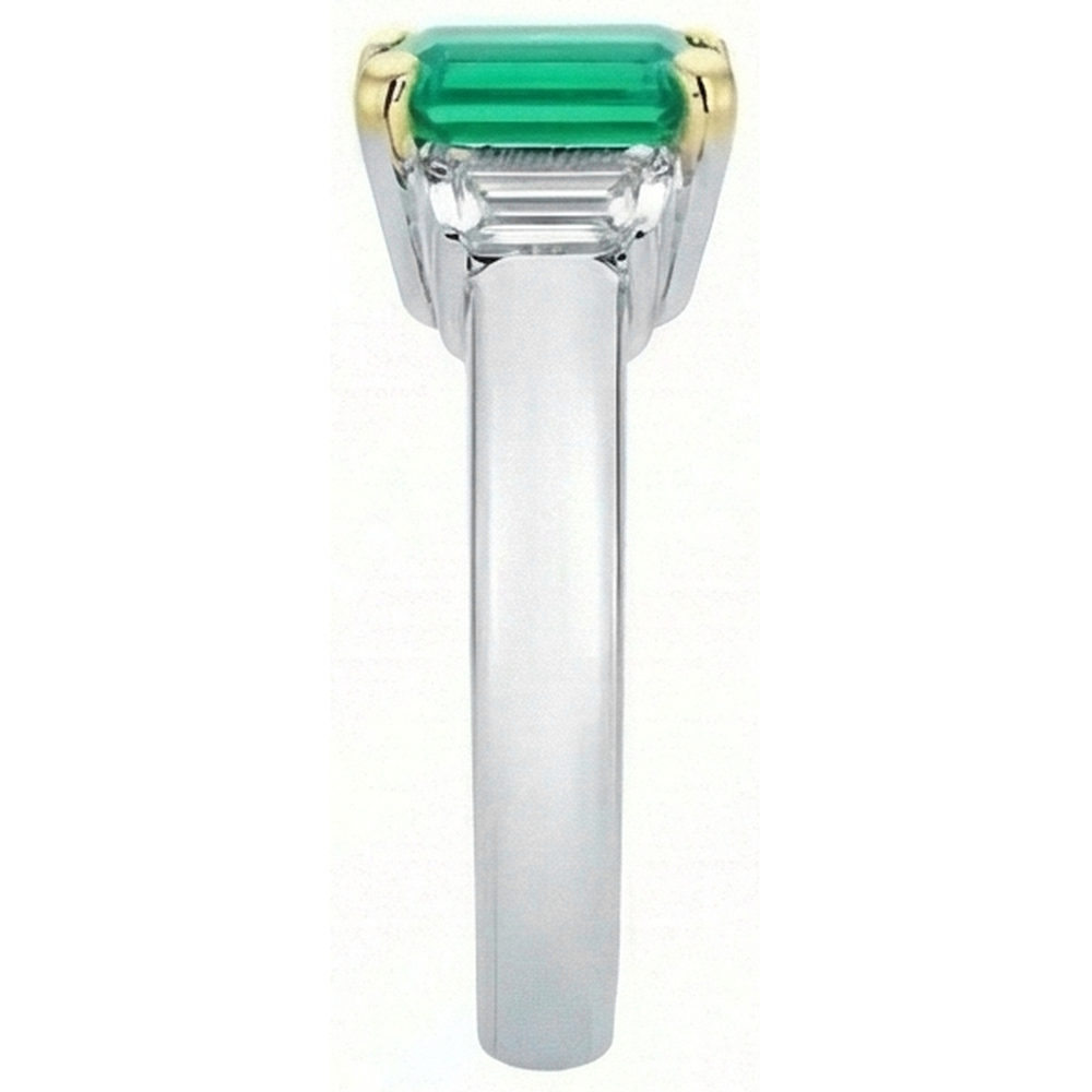 Colombian Emerald Colored Stone Ring 1-ct 14K Two Tone Gold – profile view