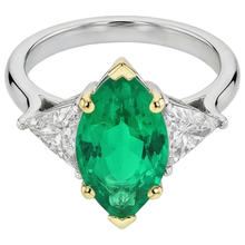 Emerald Gemstone Ring 3-ct 14 Karat Two Tone Gold – side view