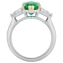 Genuine Emerald Gemstone Ring 3 ct 14 Karat Two Tone Gold – back view