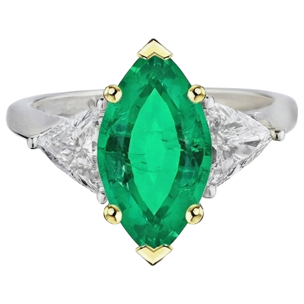 Genuine Emerald Gemstone Ring – front view