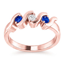 3 Stone Ring Natural Earth Mined Diamond Blue Sapphire 0.90 Carats Rose Gold 14K