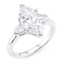 3 Stone Ring Old Cut Marquise Natural Earth Mined Diamond & Tapered Baguettes 5.25 Carats