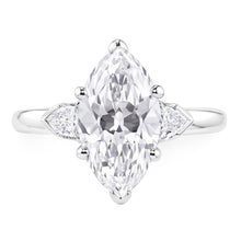 3 Stone Ring Old Cut Marquise Natural Earth Mined Diamond & Tapered Baguettes 5.25 Carats