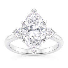 3 Stone Ring Old Cut Marquise Natural Earth Mined Diamond & Tapered Baguettes 5.25 Carats