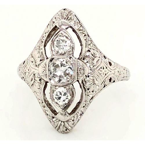 3 Stone Ring Old Miner Antique Style 1.75 Carats Filigree Ring