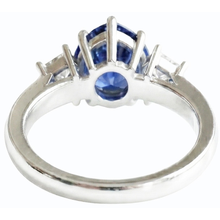 3 Stone Ring Pear Blue Sapphire & Princess Natural Earth Mined Diamonds 3 Carats Gold 14K