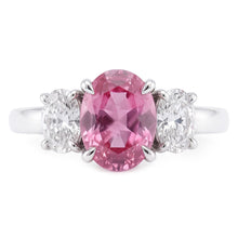 3 Stone Ring Pink Sapphire With Natural Earth Mined DIAMOND ( NOT LAB GROWN )s 3.50 Carats White Gold 14K