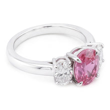 3 Stone Ring Pink Sapphire With Natural Earth Mined DIAMOND ( NOT LAB GROWN )s 3.50 Carats White Gold 14K