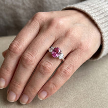 3 Stone Ring Pink Sapphire With Natural Earth Mined DIAMOND ( NOT LAB GROWN )s 3.50 Carats White Gold 14K