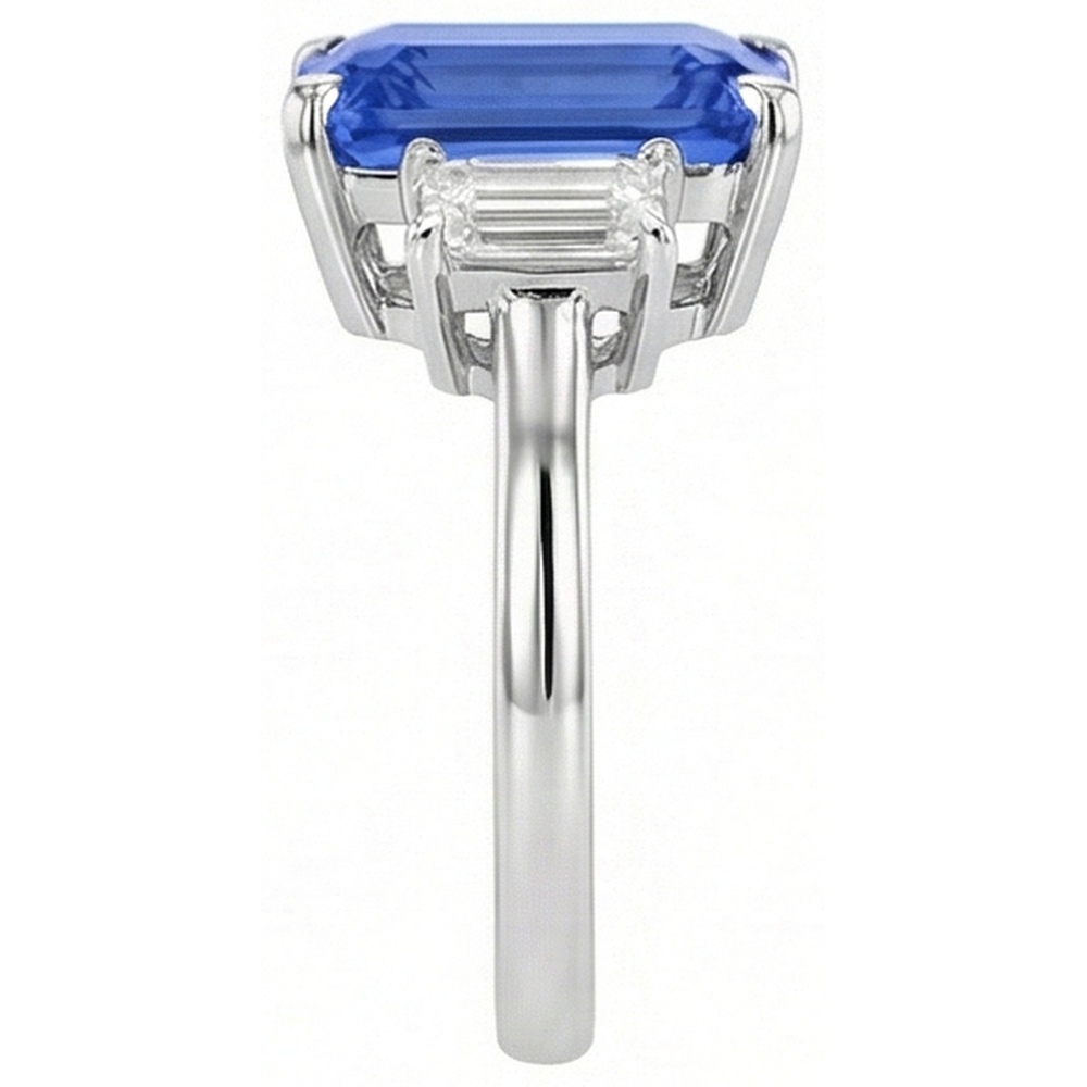 3 Stone Ring Radiant Sapphire & Emerald Natural Earth Mined Diamond Jewellery 4 Carats