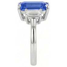 3 Stone Ring Radiant Sapphire & Emerald Natural Earth Mined Diamond Jewellery 4 Carats