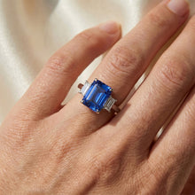 3 Stone Ring Radiant Sapphire & Emerald Natural Earth Mined Diamond Jewellery 4 Carats