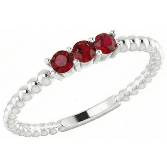 natural round ruby 0.75ct ring front view