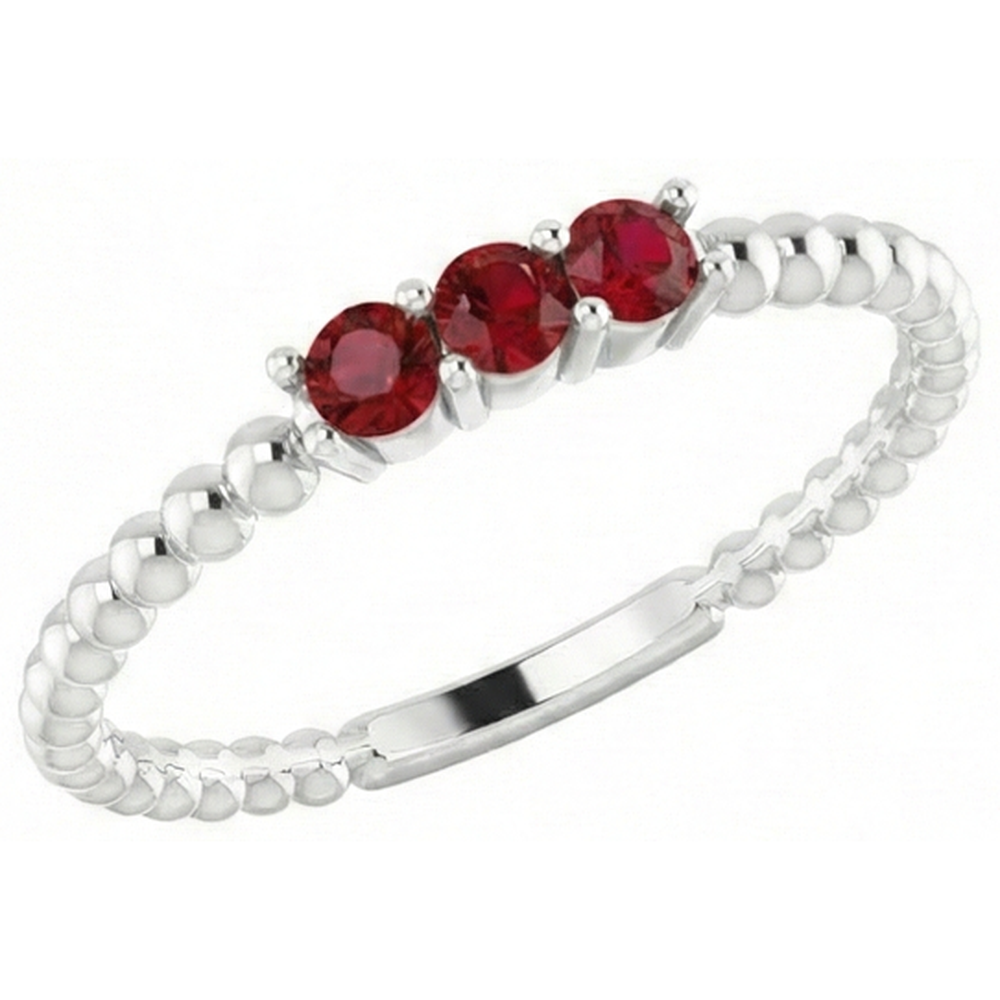 natural round ruby 0.75ct ring top view