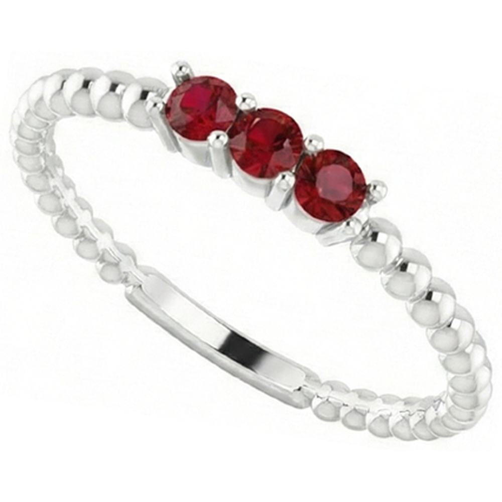 natural round ruby 0.75ct ring close up detail