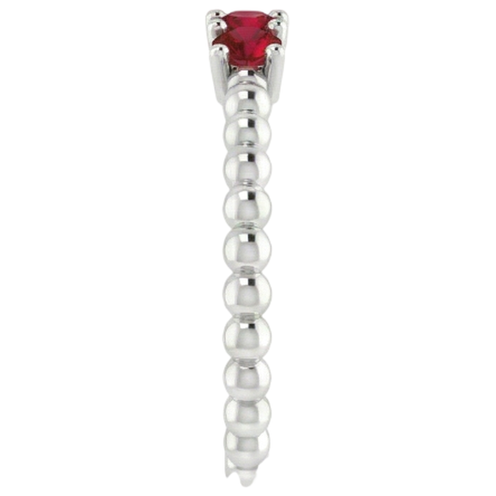 natural round ruby 0.75ct ring profile view