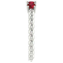 natural round ruby 0.75ct ring profile view