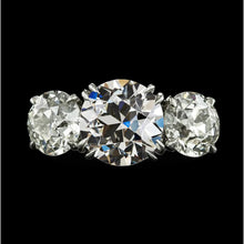 3 Stone Ring Round Old Mine Cut Real Diamond Double Prong Set 6.50 Carats