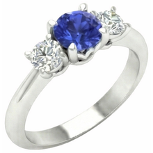 3 Stone Ring Round Prong Set Sapphire Natural Earth Mined Diamonds 5 Carats Gold Jewellery